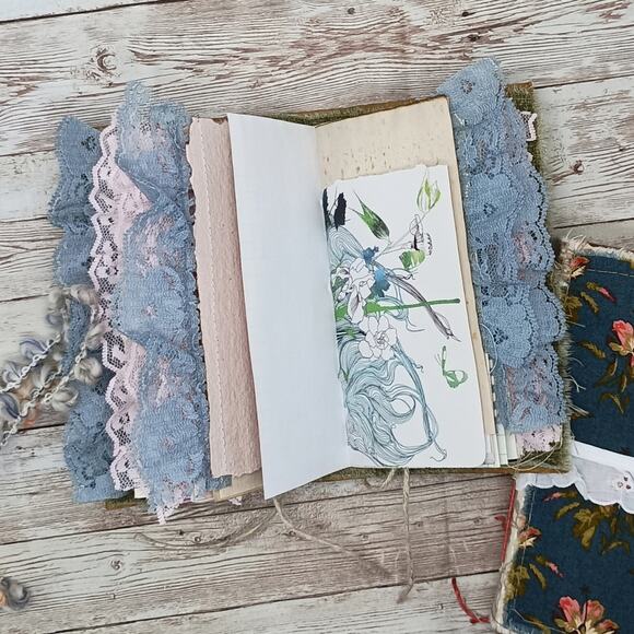 Small Red Floral Junk Journal, Handmade Recycled Journal, Chunky Junk Journal - Picture 11 of 16